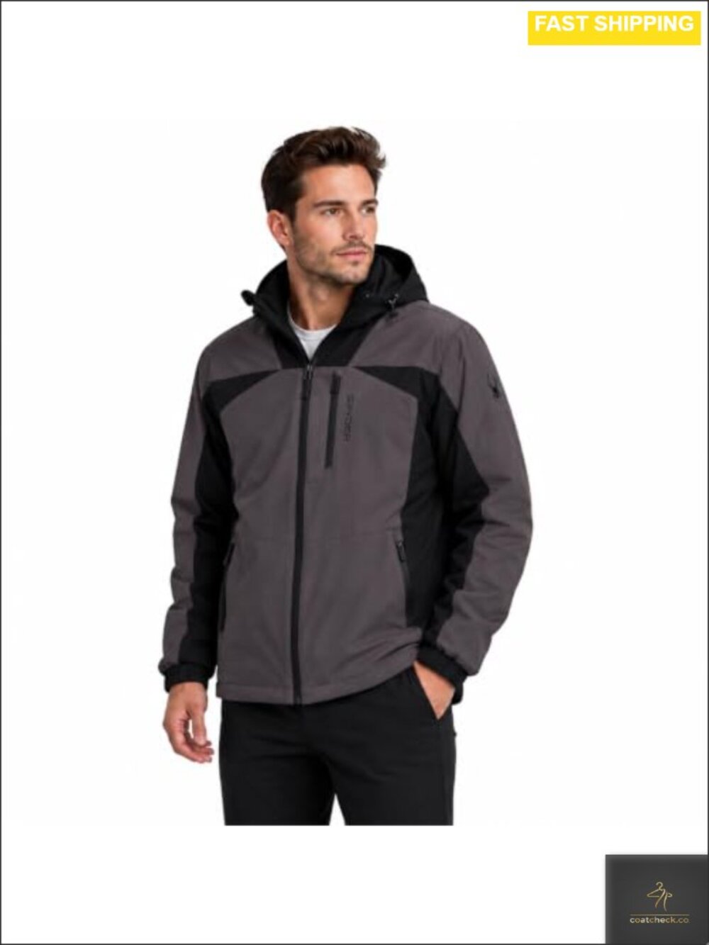 Spyder Lite Insulated Hooded Jacket Full Zip Water Resistant Windbreaker